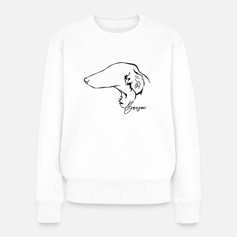 BARSOI Profil Chiens Chiens Greyhounds Wilsigns - Pull Premium bio Femme - blanc