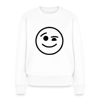 Emoji Skizze zwinkern schwarz - Frauen Premium Bio Pullover - Weiß - Vorne - Julia (174cm)