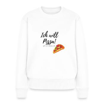 Arthur Spooner: Ich will Pizza - Frauen Premium Bio Pullover - Weiß - Vorne - Julia (174cm)