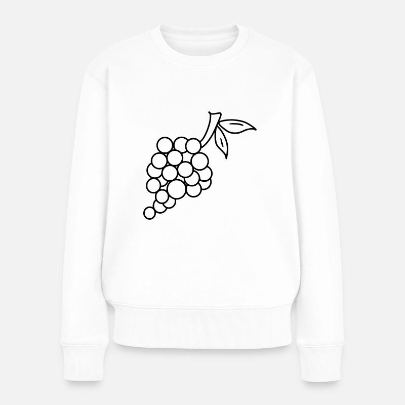 Traube Emoji Obst Sticker Skizze schwarz - Frauen Premium Bio Pullover - Weiß