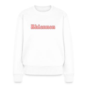 Nom Fille Rhiannon Rétro Prénom Rhiannon Couple - Pull Premium bio Femme - blanc - Devant - Julia (174cm)