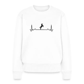 Reiten Pferd Herzschlag - Frauen Premium Bio Pullover - Weiß - Vorne - Julia (174cm)