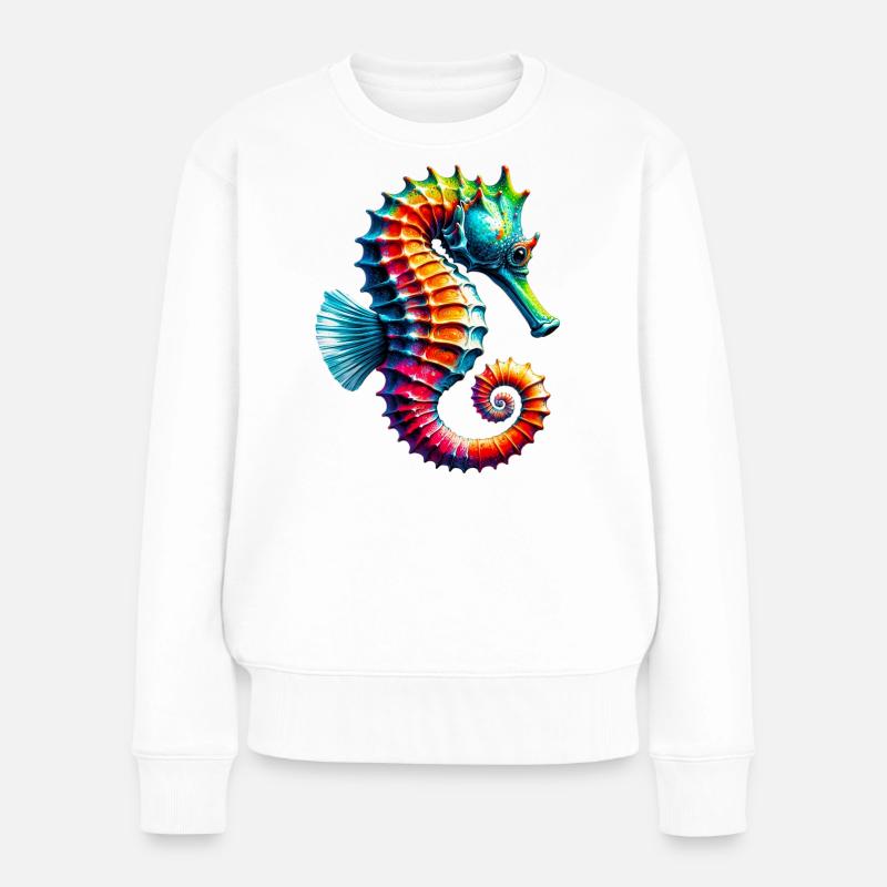 Seepferdchen - Frauen Premium Bio Pullover - Weiß