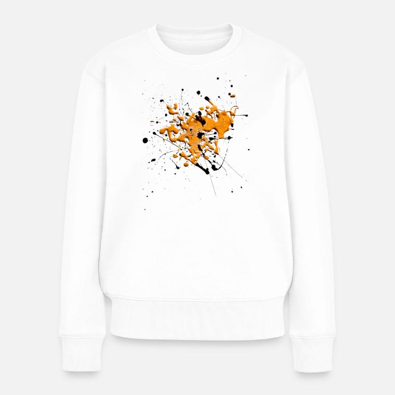 Orange.Splash - Frauen Premium Bio Pullover - Weiß