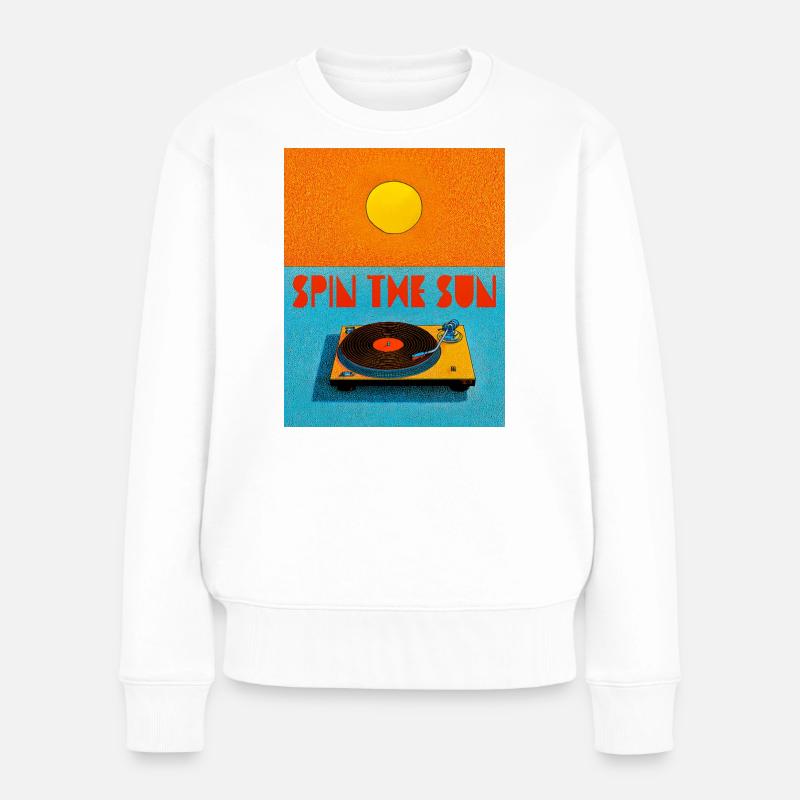 Platine vinyle vintage sous le soleil - Pull Premium bio Femme - blanc