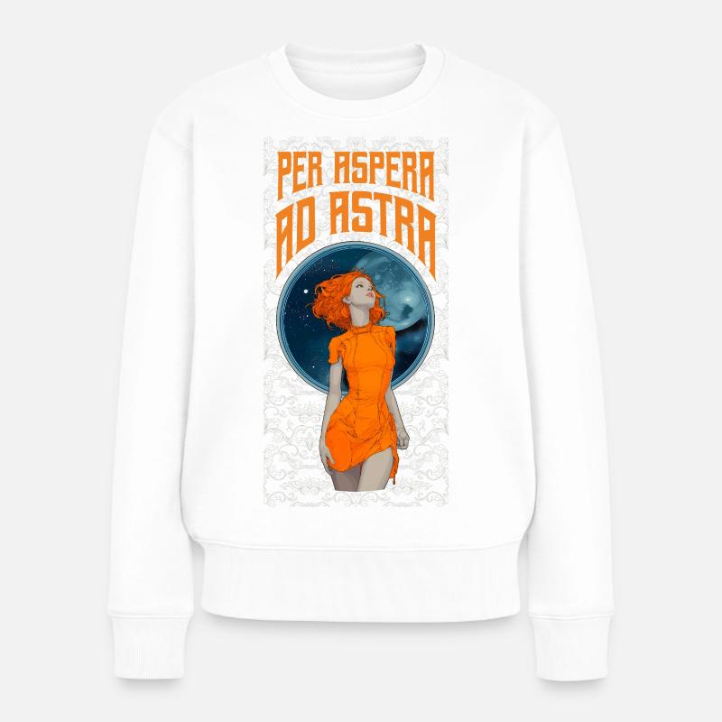 Astro-Lady im Retro-Stil - Per Aspera ad Astra  - Frauen Premium Bio Pullover - Weiß