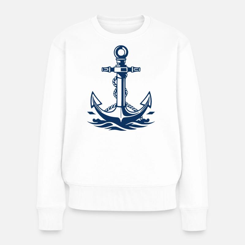  Anker Seemann Matrose Norddeutschland Geschenk - Frauen Premium Bio Pullover - Weiß