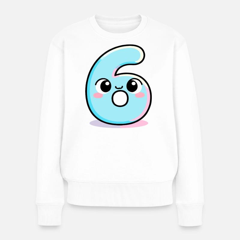 Sechs niedliche Torte - Frauen Premium Bio Pullover - Weiß