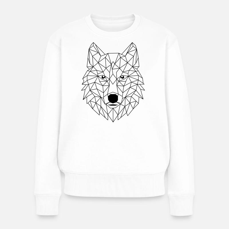 Wolf Polygon - Women's Premium Organic Jumper - white
