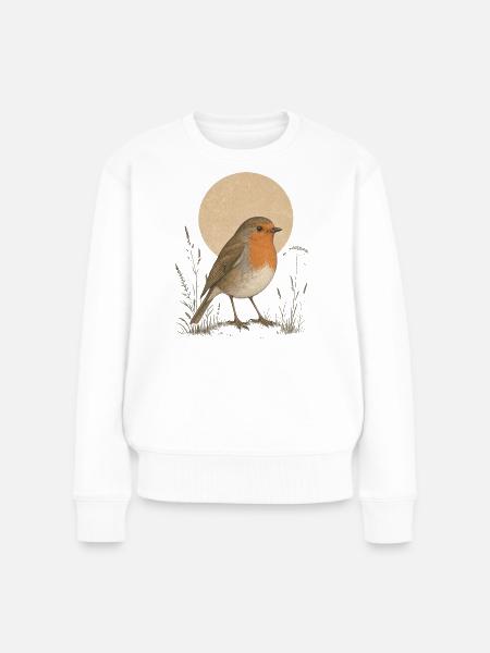 Rotkehlchen - Frauen Premium Bio Pullover - Weiß