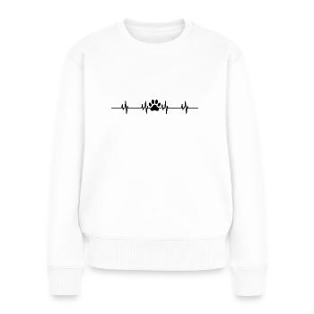 Hundepfote Herzschlag - Frauen Premium Bio Pullover - Weiß - Vorne - Julia (174cm)