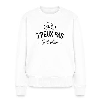 J'peux pas j'ai vélo - Pull Premium bio Femme - blanc - Devant - Julia (174cm)