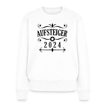 Aufsteiger 2024 Aufstiegstrikot 24 - Frauen Premium Bio Pullover - Weiß - Vorne - Julia (174cm)