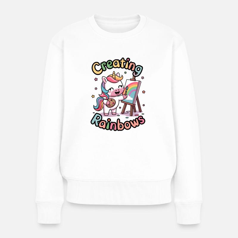 Erstellen von Regenbögen - Frauen Premium Bio Pullover - Weiß