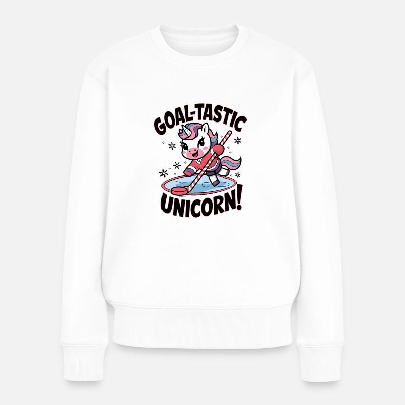 Zielstrebiges Einhorn! - Frauen Premium Bio Pullover - Weiß