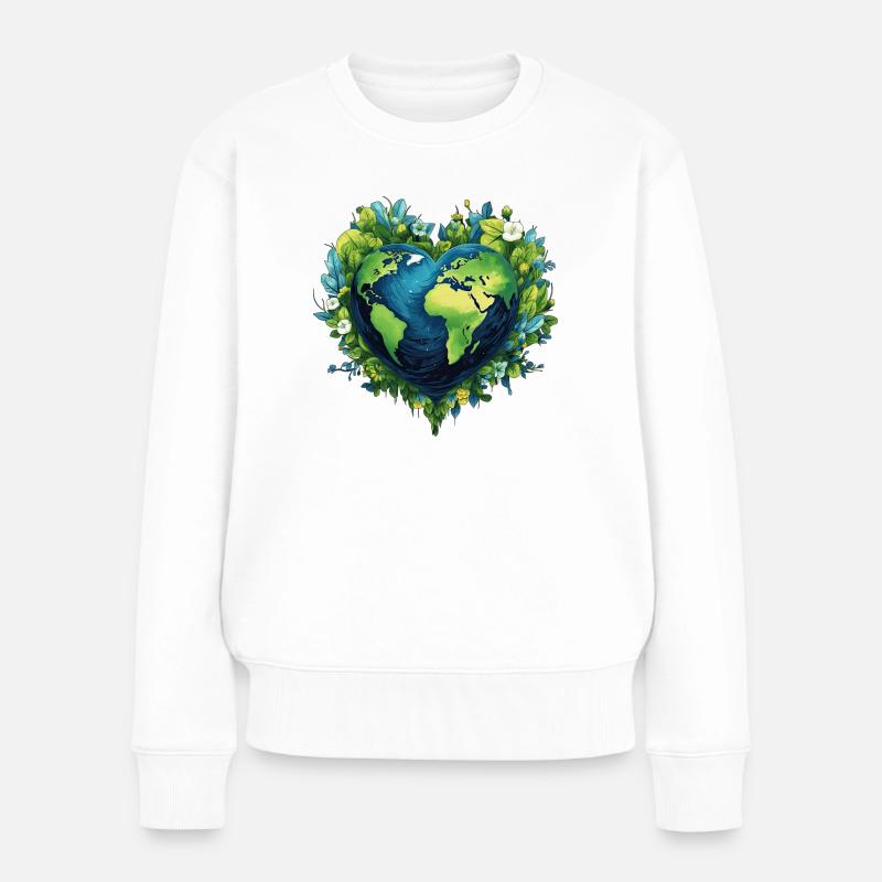 Liebe für Planet Erde - Frauen Premium Bio Pullover - Weiß