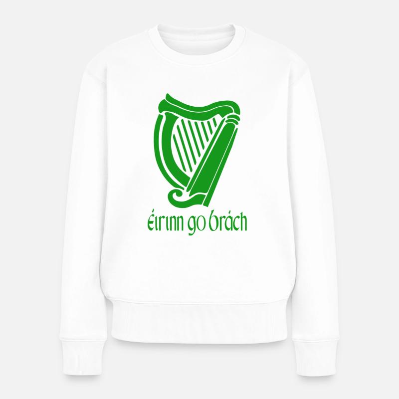 St. Patricks Day Eirinn Go Brach Gälisch Irisch Irland - Frauen Premium Bio Pullover - Weiß