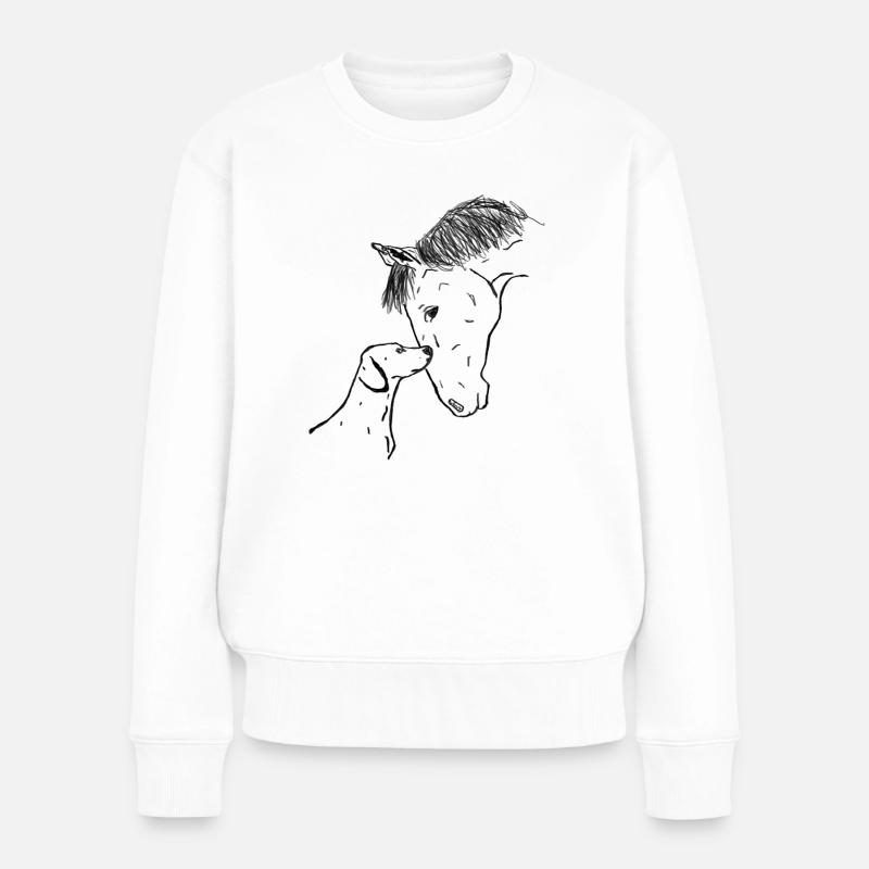 Pferd und Hund - Frauen Premium Bio Pullover - Weiß