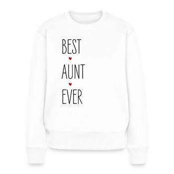 Beste Tante, Best Aunt Ever, Herz, Geburtstag, - Frauen Premium Bio Pullover - Weiß - Vorne - Julia (174cm)