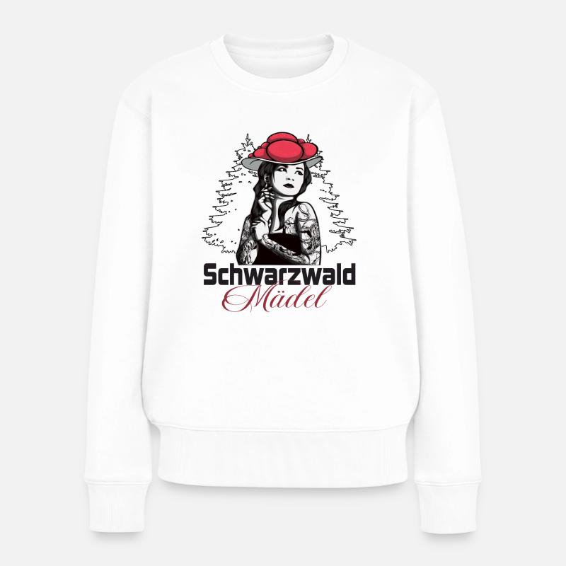Moderne Schwarzwaldmädel avec chapeau de bollen - Pull Premium bio Femme - blanc