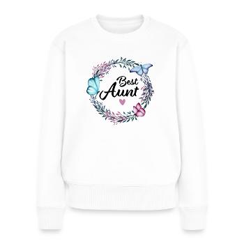 Beste Tante Blumenkranz Geburtstag Geschenk Tante - Frauen Premium Bio Pullover - Weiß - Vorne - Julia (174cm)