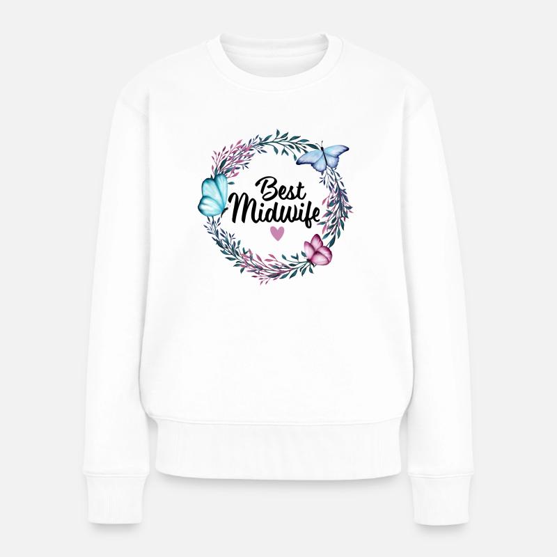 Beste Hebamme - Danke schön Abschied Geschenk Frau - Frauen Premium Bio Pullover - Weiß