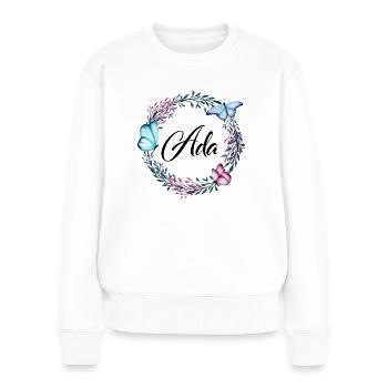 Ada, name, lettering, flower wreath, gift - Women's Premium Organic Jumper - white - Front - Julia (174cm)