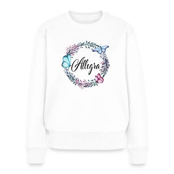 Allegra, name, lettering, flower wreath, gift - Women's Premium Organic Jumper - white - Front - Julia (174cm)