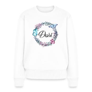 Desiré, nom, lettrage, couronne de fleurs, cadeau - Pull Premium bio Femme - blanc - Devant - Julia (174cm)
