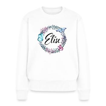 Elise, name, lettering, flower wreath, gift - Women's Premium Organic Jumper - white - Front - Julia (174cm)