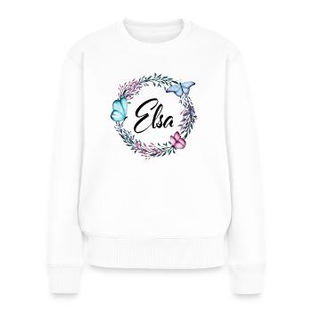 Elsa, name, lettering, flower wreath, gift - Women's Premium Organic Jumper - white - Front - Julia (174cm)