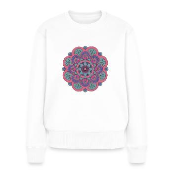 Mandala spirituel rose - Pull Premium bio Femme - blanc - Devant - Julia (174cm)