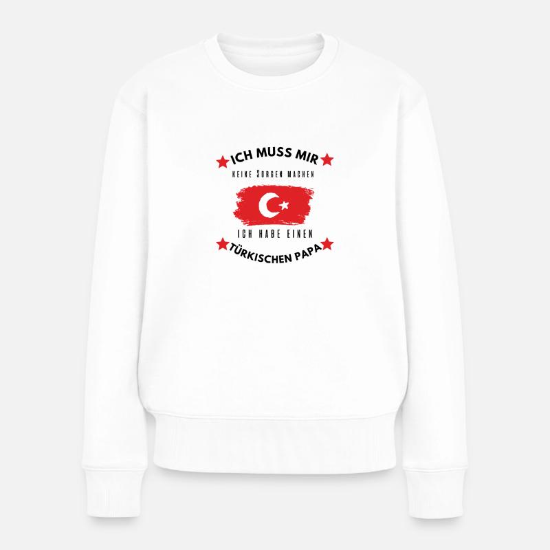 TÜRKISCHER PAPA - Frauen Premium Bio Pullover - Weiß