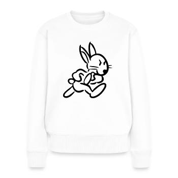 Laufender Hase - Frauen Premium Bio Pullover - Weiß - Vorne - Julia (174cm)