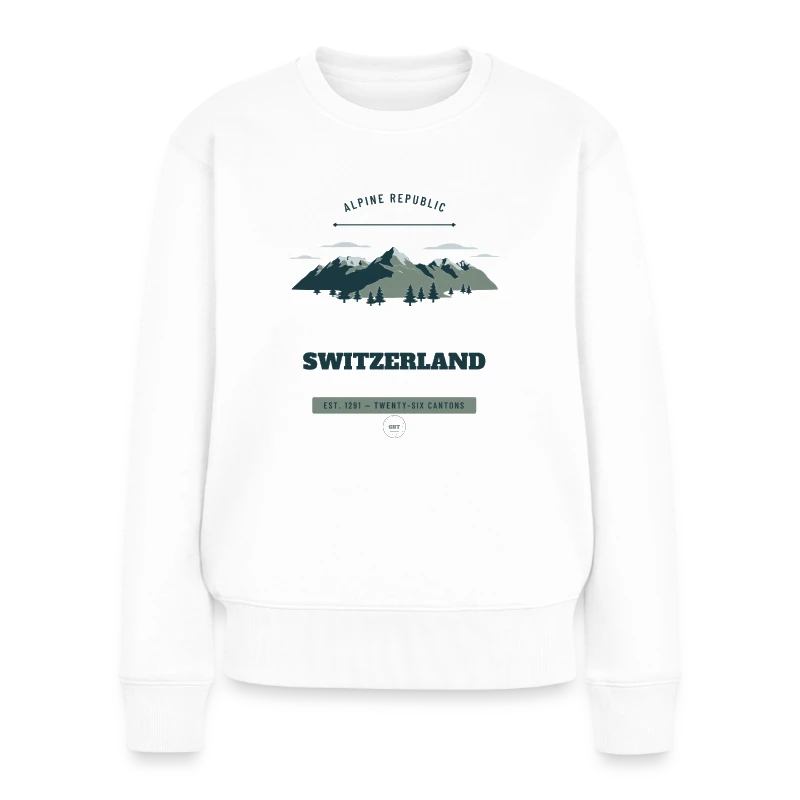 Switzerland-mærke på en women's premium organic jumper