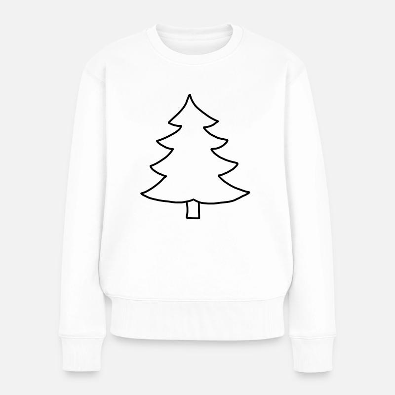 Tannenbaum Zeichnung - Frauen Premium Bio Pullover - Weiß