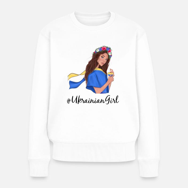 #UkrainianGirl - Frauen Premium Bio Pullover - Weiß