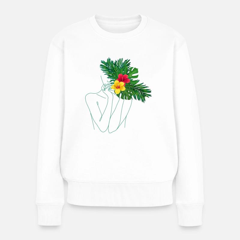 hitten flower - Frauen Premium Bio Pullover - Weiß
