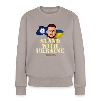 Ukraine Virginia Flaggen Selenskyj - Frauen Premium Bio Pullover - Taupe - Vorne - Julia (174cm)