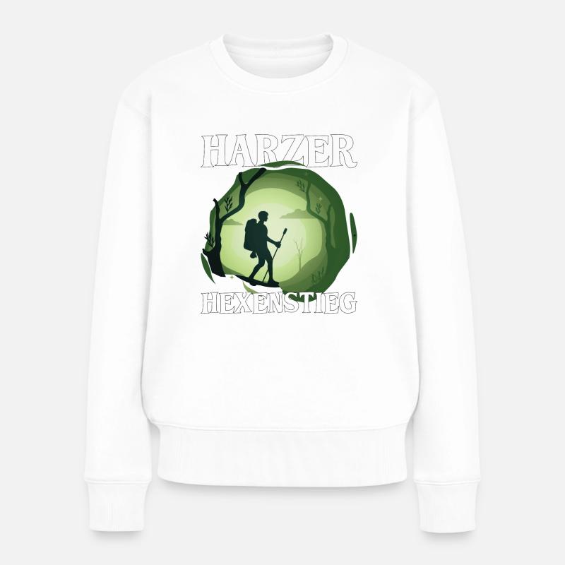 Harz Harzer Hexenstieg wandern Geschenk - Frauen Premium Bio Pullover - Weiß