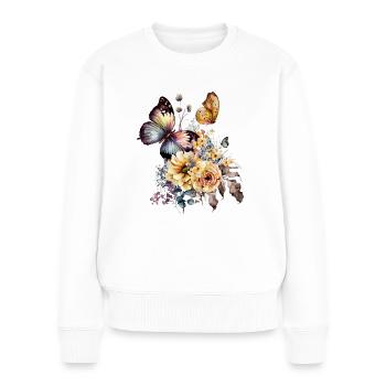 Schmetterling - Frauen Premium Bio Pullover - Weiß - Vorne - Julia (174cm)