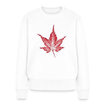 Ahornblatt (Japanisch) Zierahorn Blatt / Rot - Frauen Premium Bio Pullover - Weiß - Vorne - Julia (174cm)