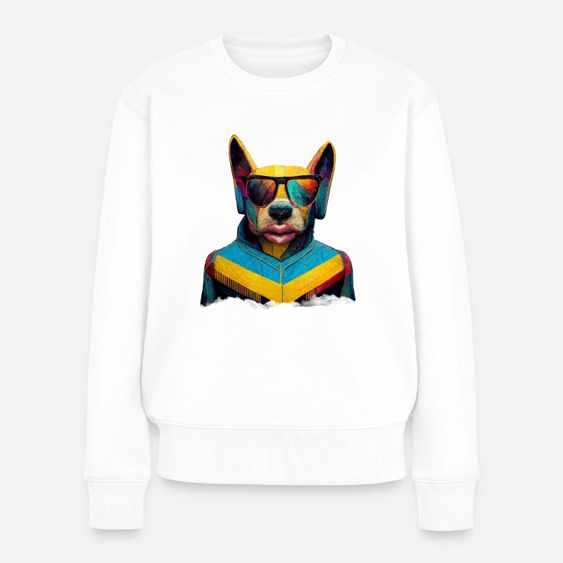PopArt Dog - Frauen Premium Bio Pullover - Weiß
