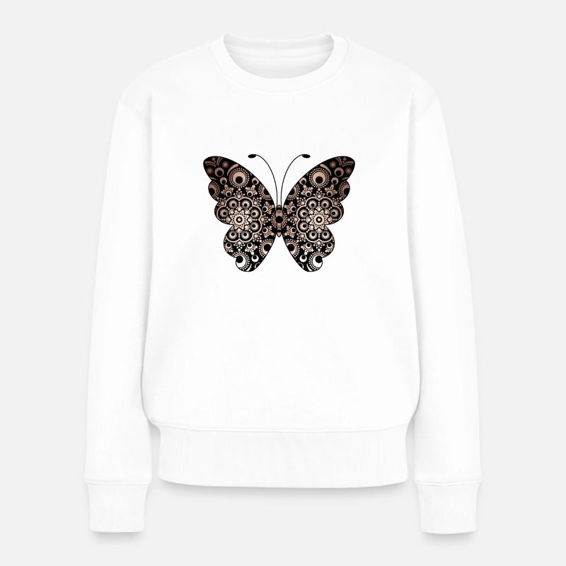 Golden Butterfly Mandala Design - Frauen Premium Bio Pullover - Weiß