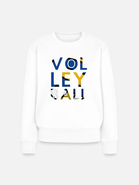Volleyball Schriftzug mit Ball - Frauen Premium Bio Pullover - Weiß