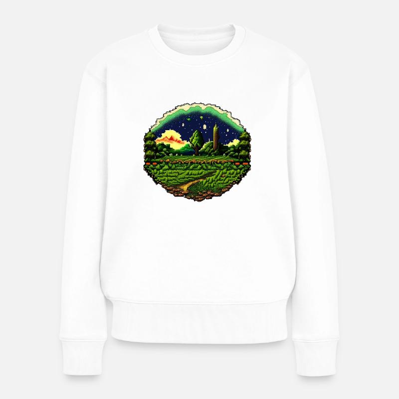 Verpixeltes Feld - Frauen Premium Bio Pullover - Weiß