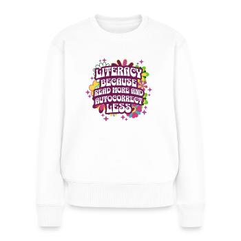 Words Retro Literacy Reading Teacher - Women's Premium Organic Jumper - white - Front - Julia (174cm)