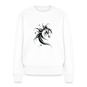 Cheval avec des étoiles - Pull Premium bio Femme - blanc - Devant - Julia (174cm)