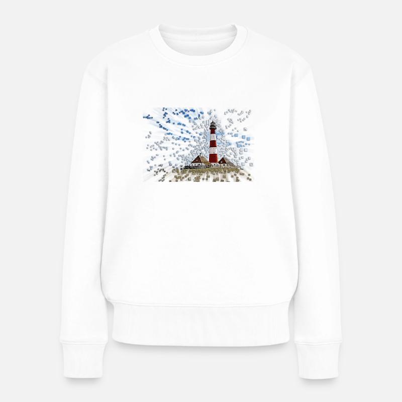 Westerhever Leuchtturm - Frauen Premium Bio Pullover - Weiß