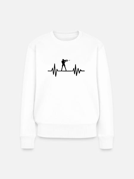 Biathlon Herzschlag - Frauen Premium Bio Pullover - Weiß